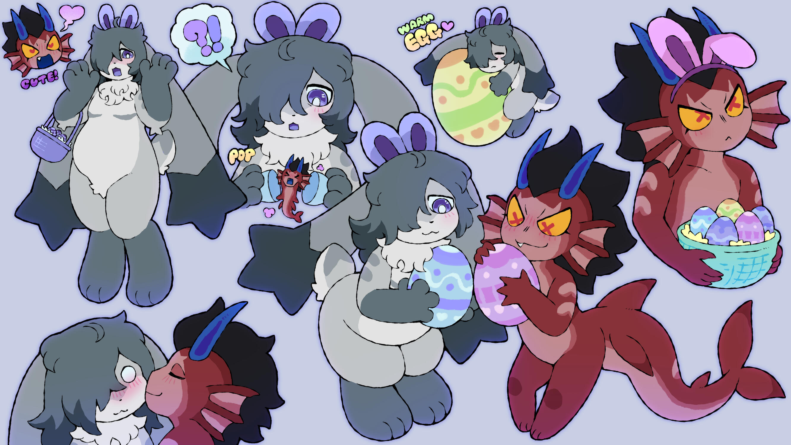 variety page doodle of two characters