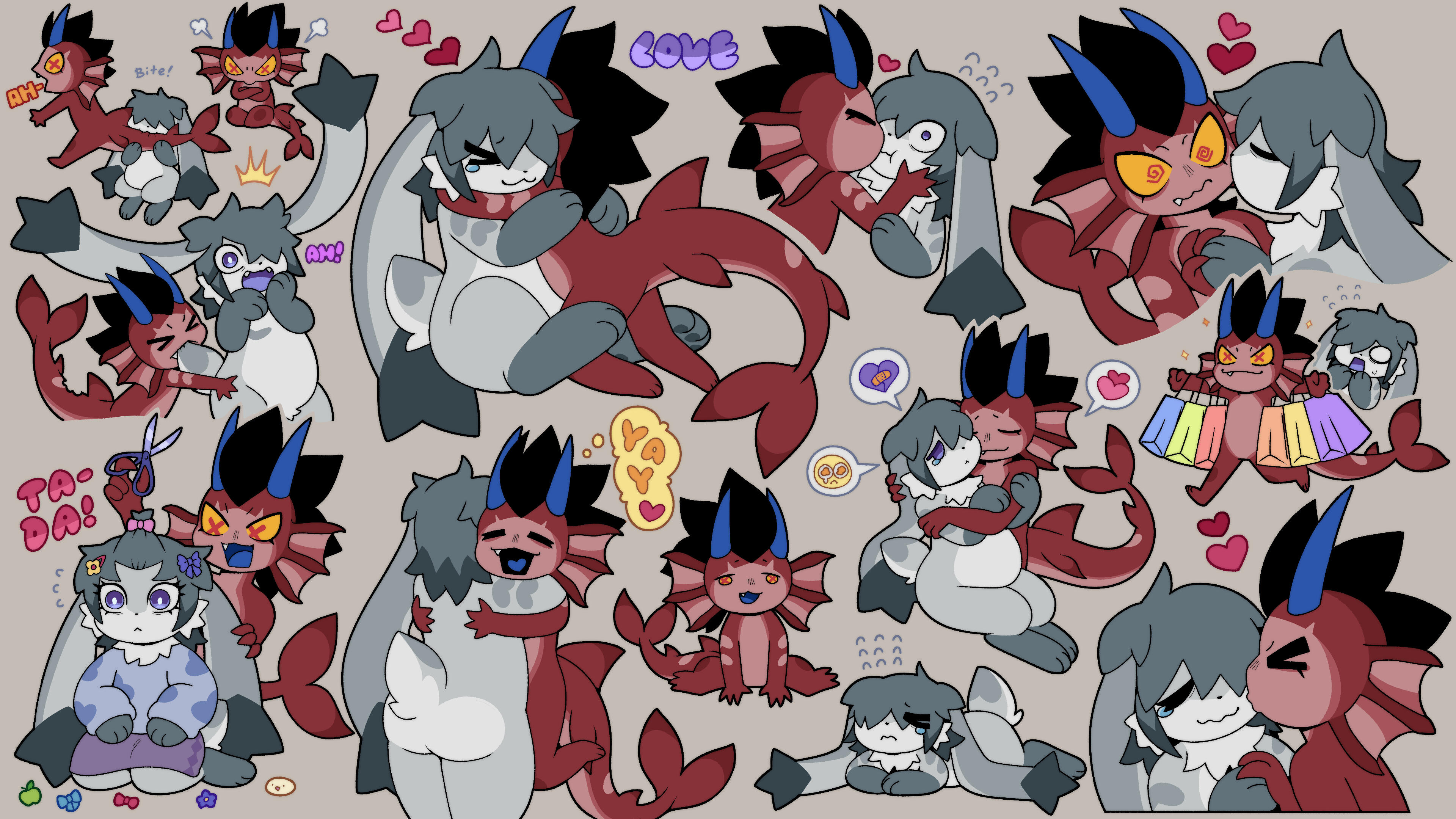 variety page doodle of two characters