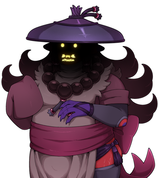 Half-body Illustration of the oc, Namu, standing with his mouth closed and arms in front of him.