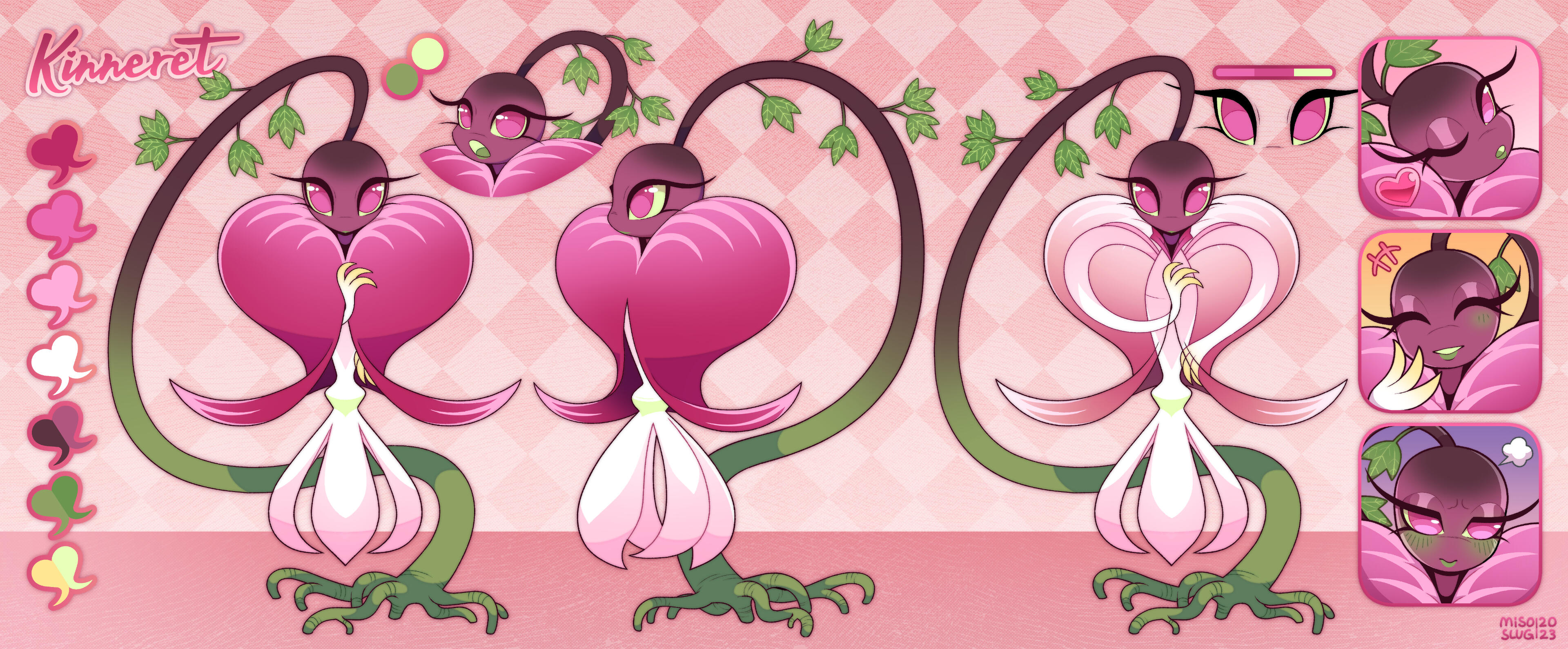 Reference sheet of a flower character design